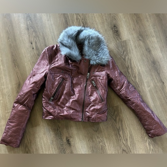 Blank NYC Jackets & Blazers - BlankNYC Vegan Faux Leather fur removable collar Jacket Size S